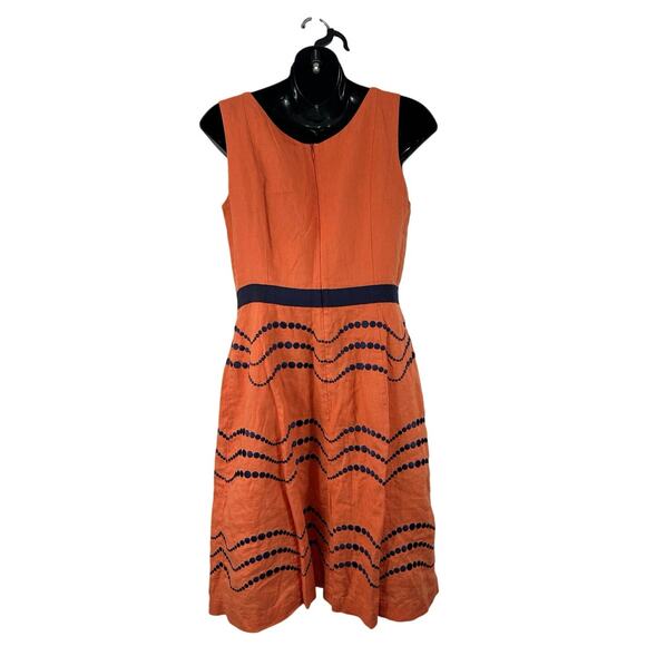 Boden 100% Linen Tank Dress Orange Size 6L Summer Preppy - Picture 2 of 10